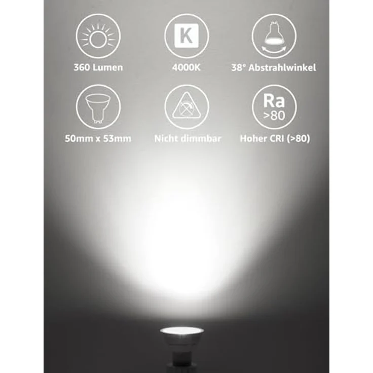 Lepro Energieklasse A GU10 LED Neutralweiß, 2W 4000K 360 LM, Nicht Dimmbar Reflektorlampe, Energiesparendes GU 10 LED Leuchtmittel, 38° Abstrahlwinkel für Wohnzimmer, Küche, Schlafzimmer, 4 Stück – Bild 3
