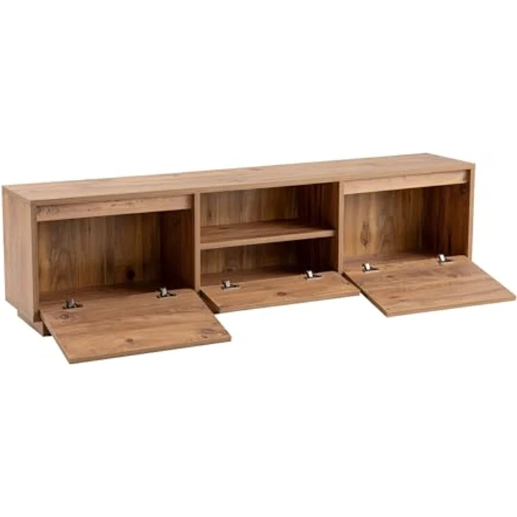 Calicosy TV-Möbel, Beige, Lowboard aus melaminbeschichtetem Holzwerkstoff, 160 cm x 42 cm x 29.5 cm, viel Stauraum für das Wohnzimmer – Bild 8