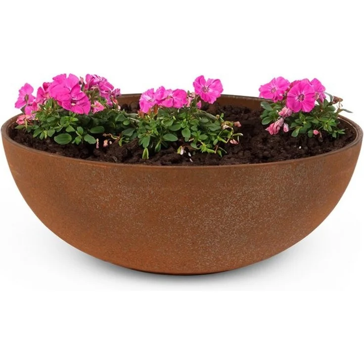 matches21 HOME & HOBBY Blumentopf Runde bauchige 19 cm Pflanzschale für draussen, rost-optik braun (1 St), Wetterfeste Blumen-Schale als moderne Gartendeko Grabschmuck – Bild 4