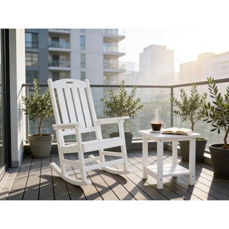Heavy Duty Weather Resistant HIPS Porch Rocking Chair for Outdoor & Indoor Use (White Color) – Bild 7