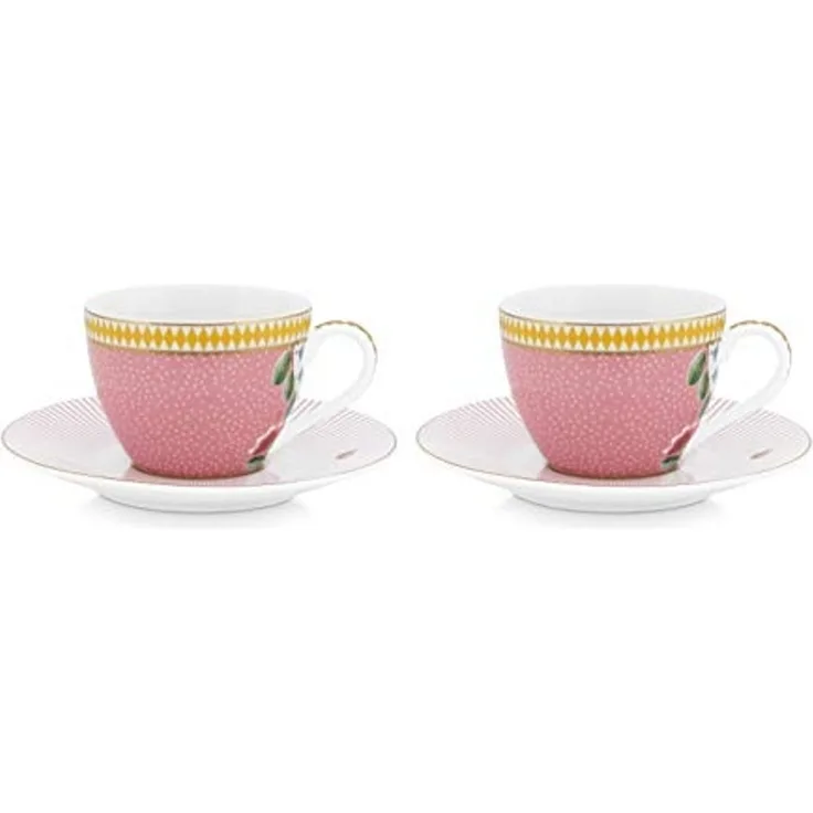 PiP Studio Espressotasse La Majorelle Pink Espressotasse m Untere Set2, Porzellan, Set/2 Espresso Cups & Saucers La Majorelle Pink 120ml