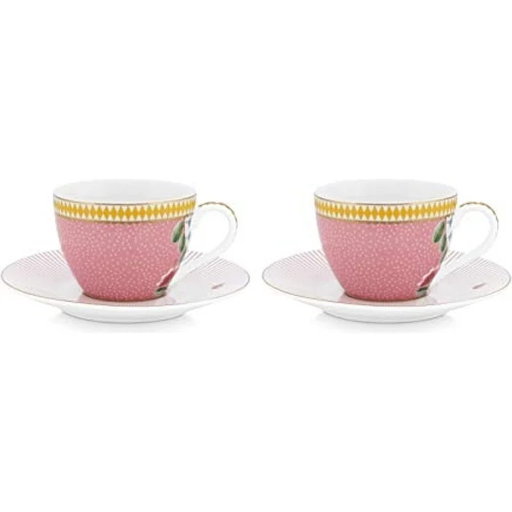 PiP Studio Espressotasse La Majorelle Pink Espressotasse m Untere Set2, Porzellan, Set/2 Espresso Cups & Saucers La Majorelle Pink 120ml – Bild 1