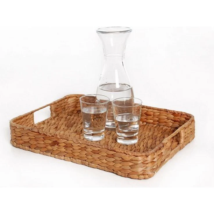 VIVANNO Tablett Wasserhyazinthe TIM, Natur Geflochten 40x30x6 cm, Wasserhyazinthe – Bild 4