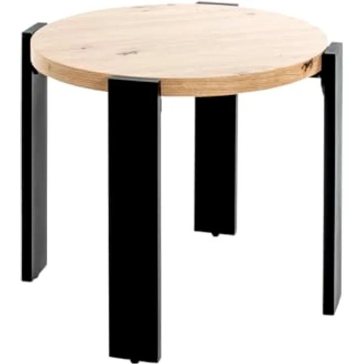 XXXL Beistelltisch, Eiche, Metall und Holzwerkstoff, rund, 50x46x50 cm, ideal für Wohnzimmer