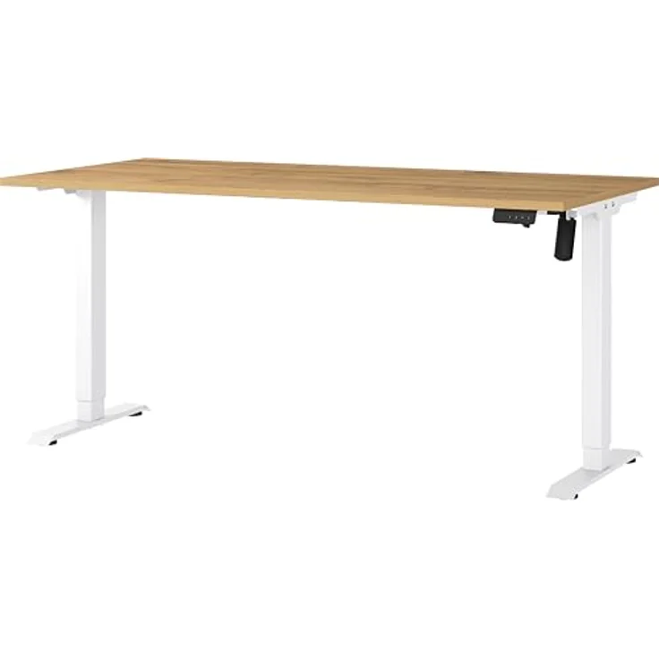 Germania Schreibtisch 8024-552, in Grandson-Eiche-Nb./Weiß, elektr. höhenverstellbar, 160 x 119 x 80 cm (BxHxT) – Bild 2