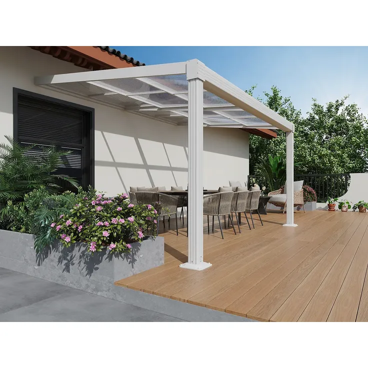 Vente-unique - IZEDA Terrassenüberdachung PlastikMetall Weiß - B 298 cm x H 200 cm x L 400 cm
