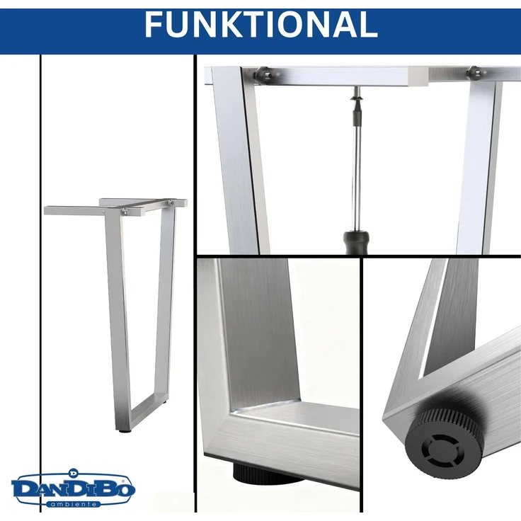 DanDiBo 2x Tischbeine Edelstahl 72 x 72 cm Tischgestell Höhenverstellbar 96679 Tischfüße Möbelfüße Tischkufen Esstisch Beine – Bild 5