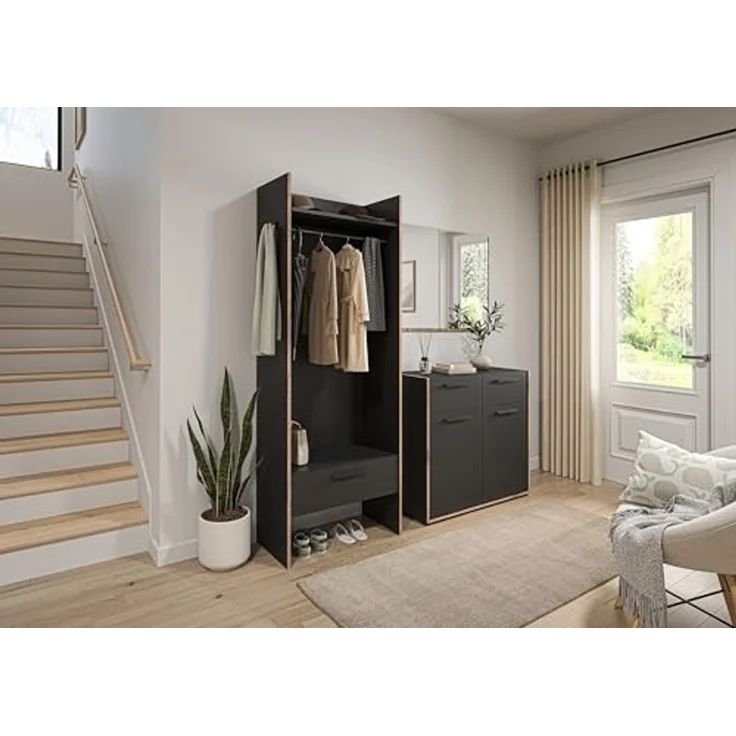 Garderobenschrank >Bueno< in Basalt - 70x189x37cm (BxHxT) – Bild 2