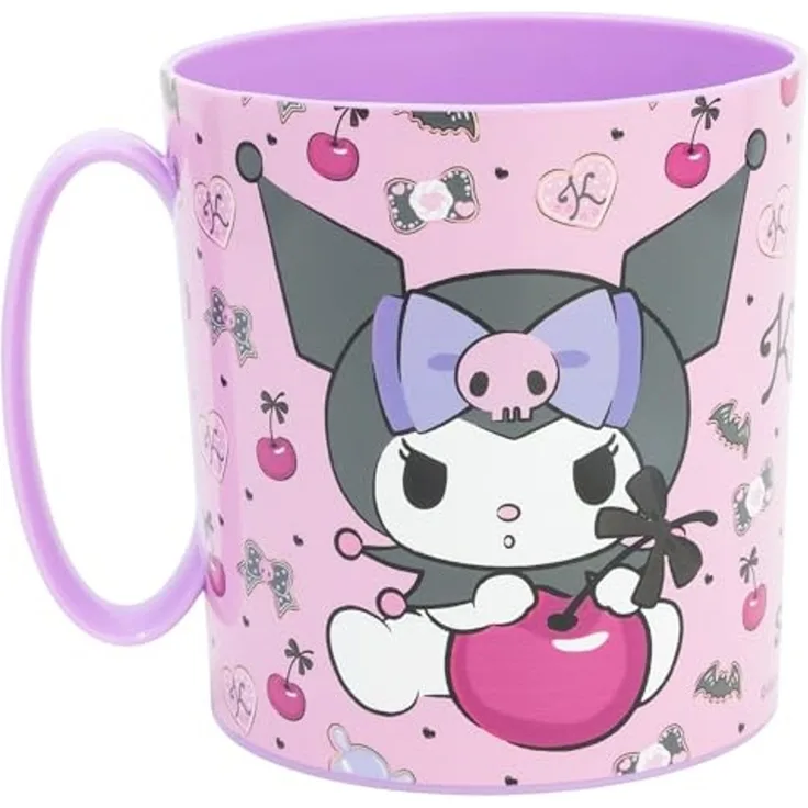Hello Kitty Becher Mikrowellengeeigneter Kunststoffbecher 390 ml – Motivbecher für Kinder