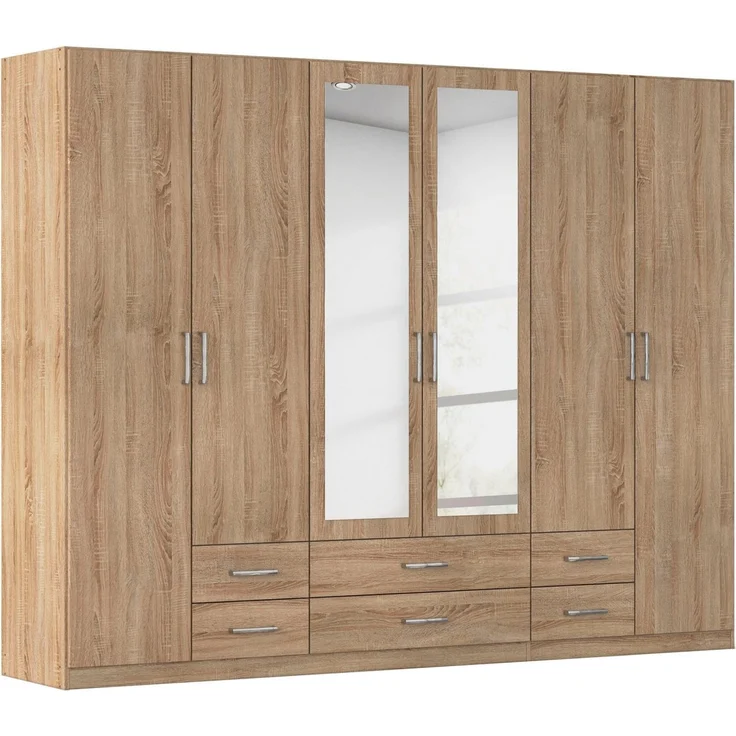 rauch Kleiderschrank Schrank Garderobe Mehrzweckschrank Schlafzimmer Ankleide Möbel GAMMA (in 3 Ausstattungen BASIC/CLASSIC/PREMIUM (inkl. SOFT-CLOSE-Funktion) Eiche Sonoma, 271 cm breit, 6 Schubladen MADE IN GERMANY – Bild 1