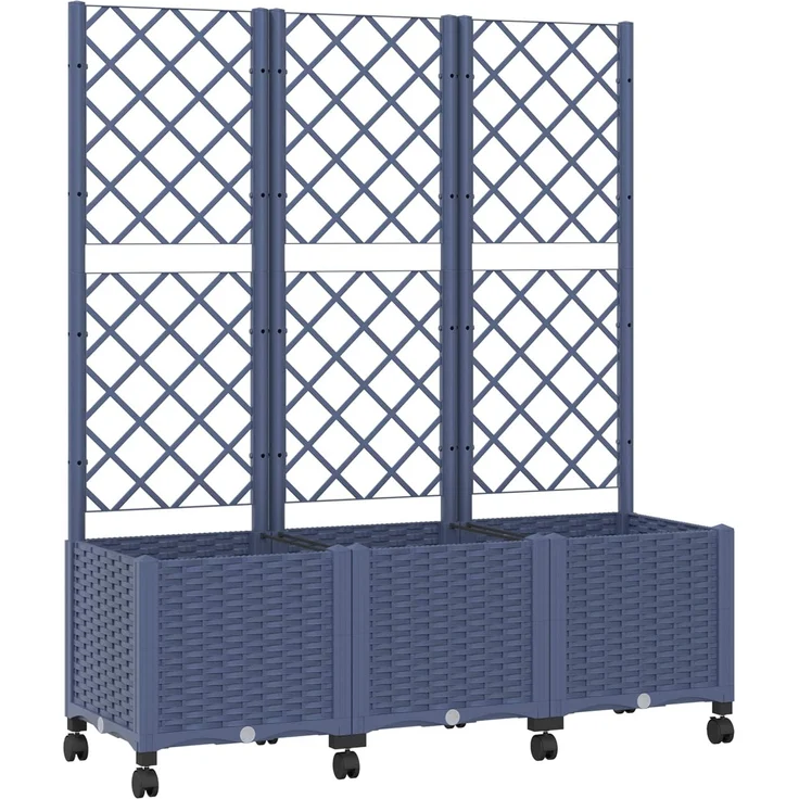 vidaXL Pflanzkübel mit Spalier und Rädern Blaugrau 120 x 40 x 146 cm 3423058 – Bild 2