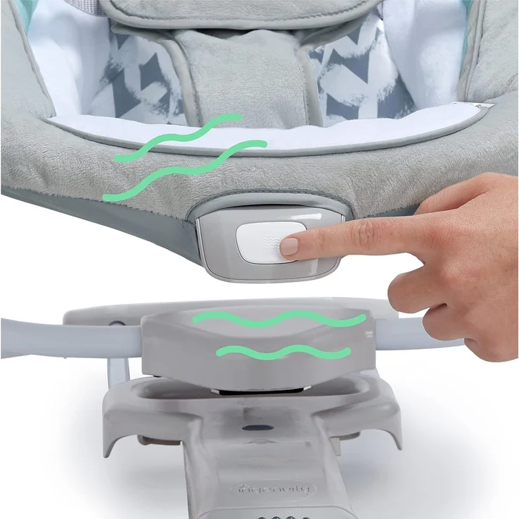 Ingenuity, Raylan 2 in 1 zusammenklappbare Babschaukel und -sitz, mit Vibrationen, automatischem Schaukeln und Melodien, Grau, 1 Stück (1er Pack) – Bild 7