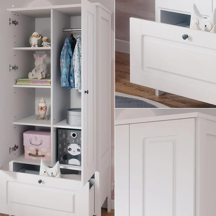 Kinderkleiderschrank Ajaton Weiß 83.3 x 187 cm Vitalispa – Bild 5