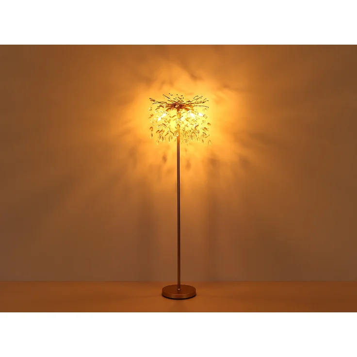 Ausgefallene Stehlampe QUEENA Gold mit Glas Kristall 2-farbig, Höhe 155cm – Bild 5