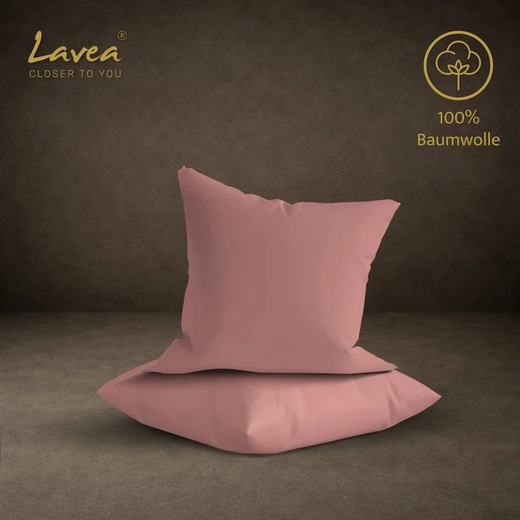 Lavea Kissenbezug 2er Set 100% Baumwolle flauschig, Jasmin, Kissenhülle, Kissenbezüge, (2 Stück), pflegeleicht, langlebige Qualität, mit Reißverschluss – Bild 2