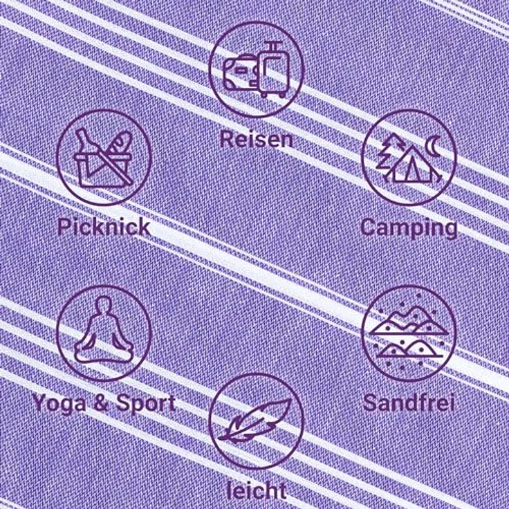 LeStoff Hamamtuch Ultra Violet, 100% Bio-Baumwolle, saugstark und schnell trocknend, vielseitig als Badetuch, Strandtuch, Saunatuch, 50 x 100 cm – Bild 4