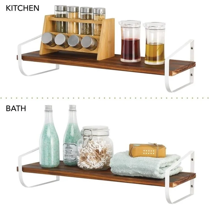 Wandregal Hängeregal Schweberegal langes Holzregal mDesign 2er Set mattweiß – Bild 6