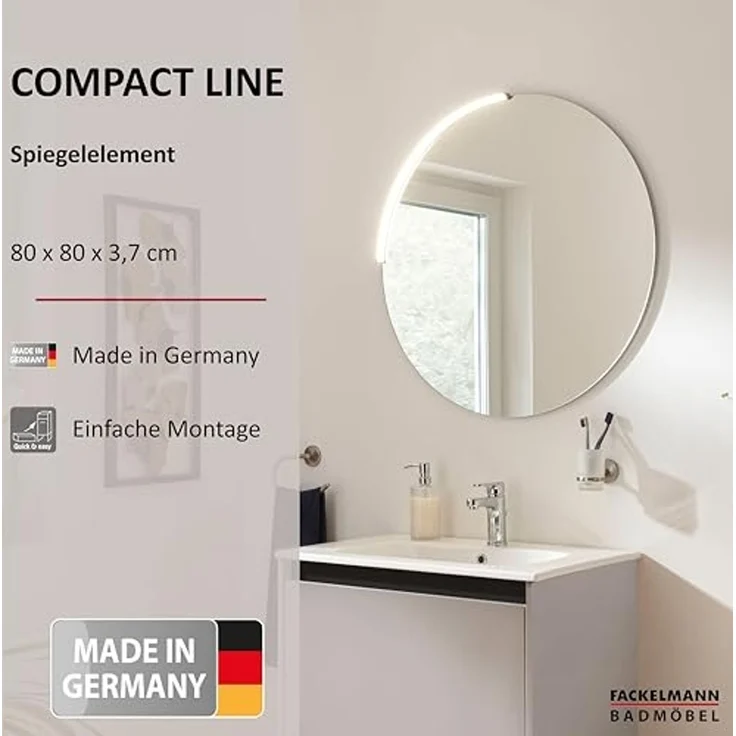 FACKELMANN COMPACT LINE LED Spiegel Ø 80 cm, rund – Bild 2