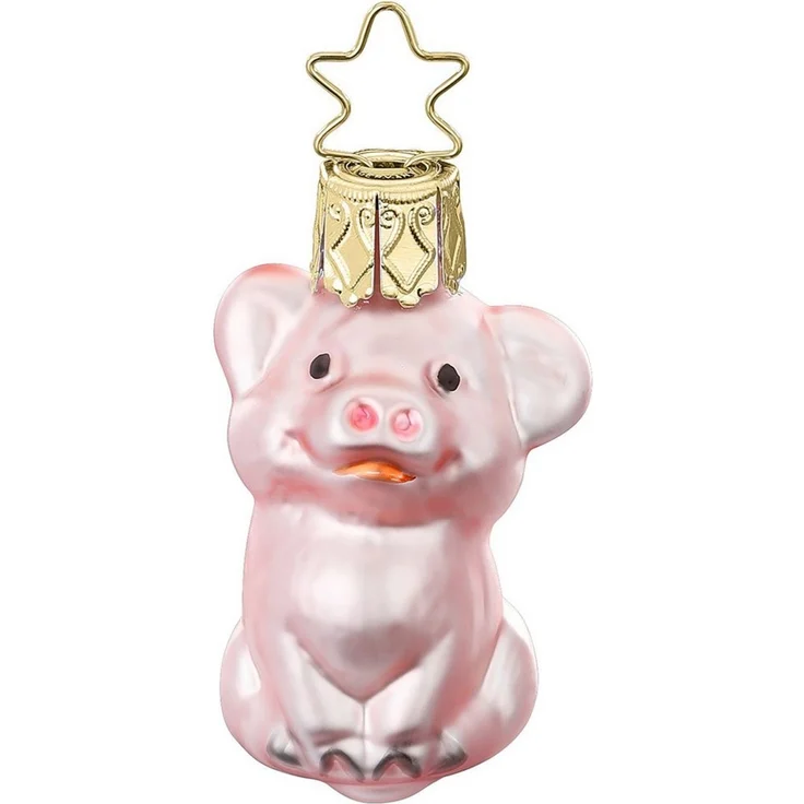 INGE-GLAS® Christbaumschmuck, Christbaumschmuck Anhänger Glas Schwein 5,5cm Rosa – Bild 2