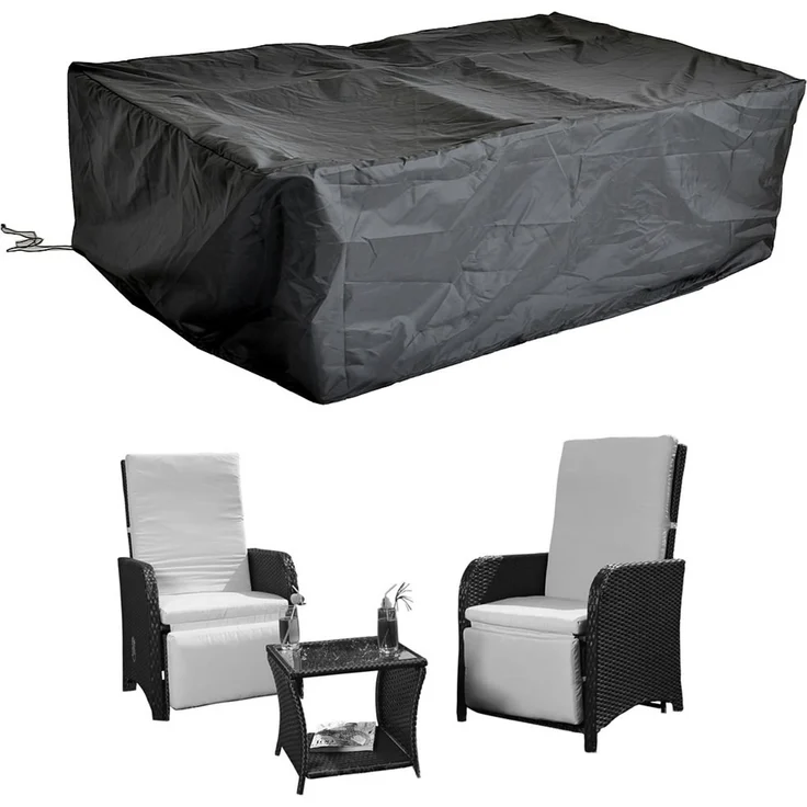 Schutzhülle 132x114x104 Schwarz Gartenmöbel Rattan Abdeckung Plane Haube Wetter – Bild 1