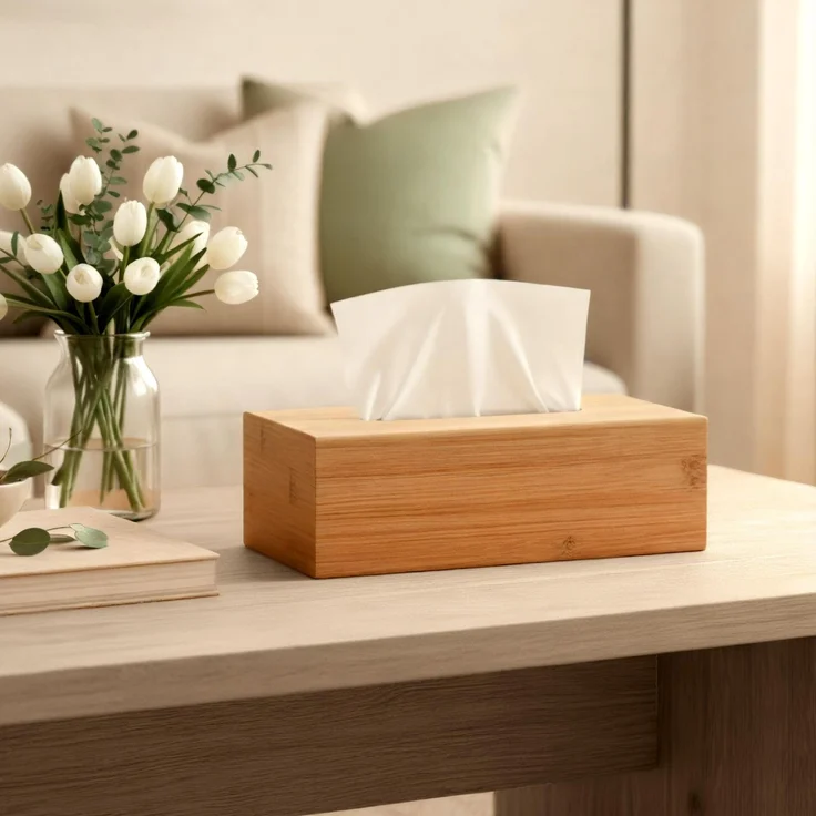 CLP Taschentuchbox Kalmia aus Bambus für Badezimmer und Küche nachfüllbar,natura – Bild 3