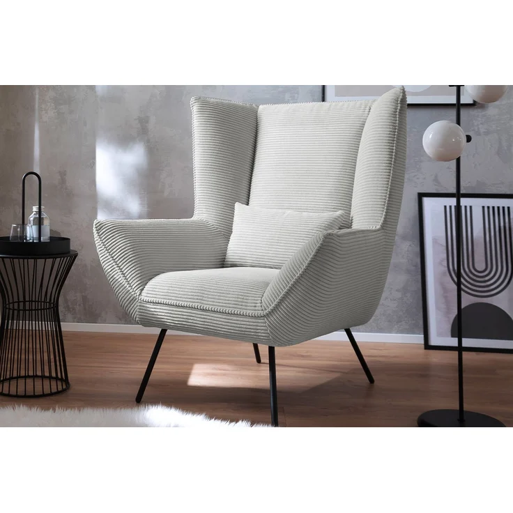 KAWOLA Sessel IVA Relaxsessel Cord hellgrau 112 x 94 x 90 cm – Bild 2