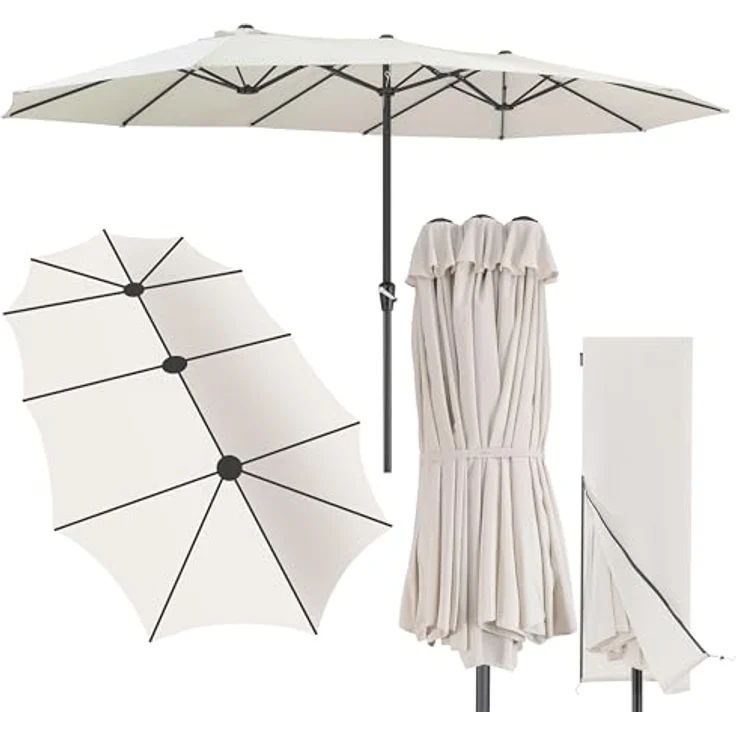 Kingsleeve Sonnenschirm, UV Schutz 80+ Schutzhülle XXL Aluminium Kurbel Wasserabweisend, beige, 460 x 270 x 240 cm – Bild 2