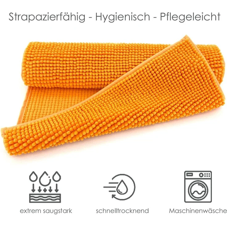 heimtexland Badematte Badvorleger Chenille Badteppich Duschvorleger, rutschhemmend beschichtet, Fußbodenheizung geeignet, schnell trocknend, strapazierfähig, fußbodenheizungsgeeignet, rutschfest, saugstark, Polyester, rechteckig, 60x90 cm, Hochflor, su... – Bild 3