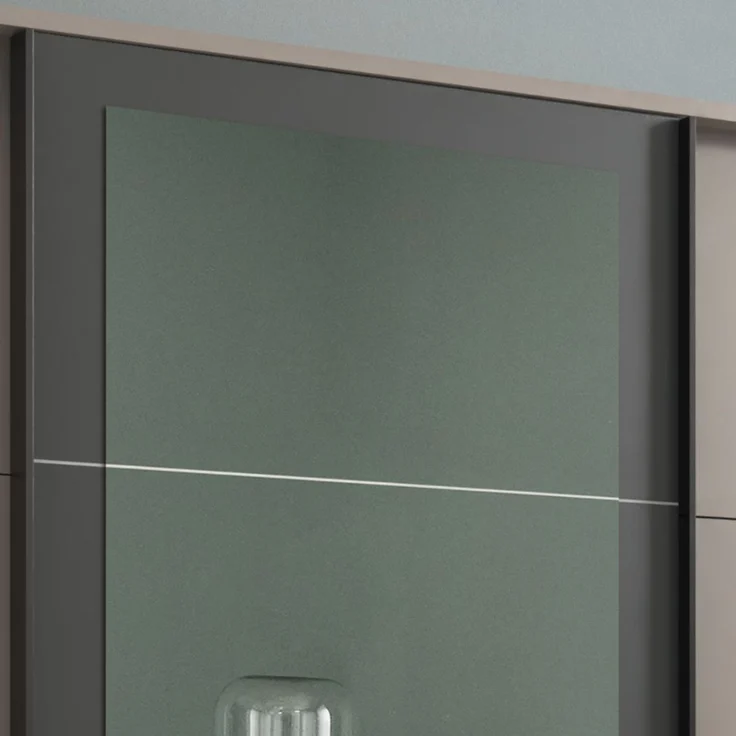 Schwebetürenschrank Kleiderschrank 273 cm Passepartout Schubladen Spiegel Sand Grau, Grafit – Bild 5