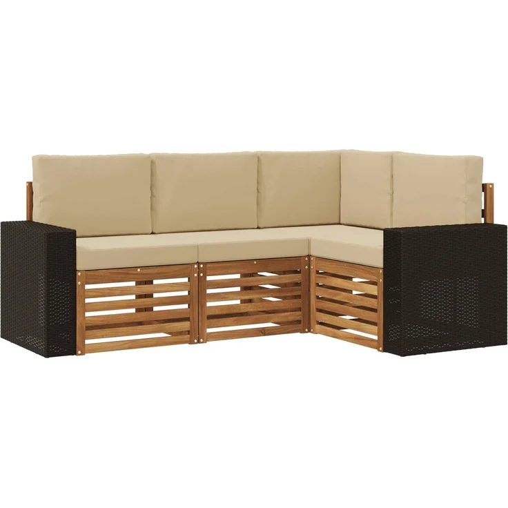 vidaXL Outdoor-Sofagarnitur 4 stk. 4-Sitzer Natur und Beige 3384304 – Bild 2
