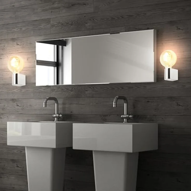 BRILONER - Spiegelleuchte Bad IP44 Spritzwasserschutz, E27 max. 10W, Wandmontage, Badezimmerlampe, Spiegellampe Bad, Lampe Badezimmer, Badlampe Wand, Wandlampe Badezimmer, 4,5 x 8 x 9,5 cm, Chrom – Bild 6