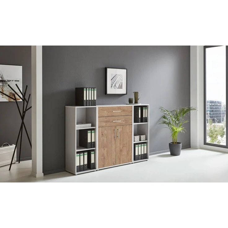 moebel-dich-auf Aktenschrank TABOR 13 (Aktenregale/Aktenschränke ideal für DIN A4 Ordner inkl. 2 Einlegeböden und 2 Schubkästen, Büroschrank abschließbar mit Griffen aus Edelstahl) Made in Germany – Bild 1