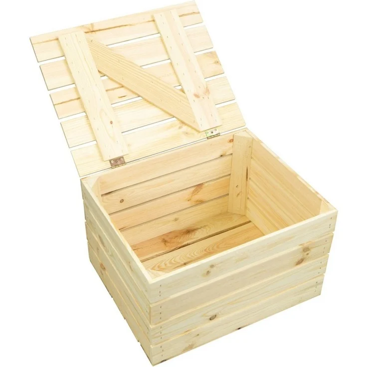 Kistenkolli Altes Land Allzweckkiste Holztruhe Natur mit Deckel 48 x 36 x 30cm (Spar-Set) – Bild 1