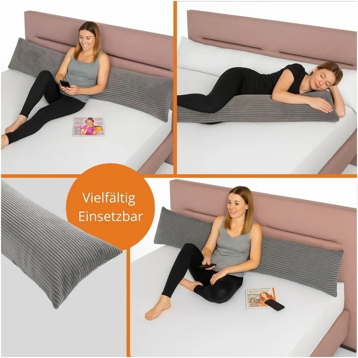 sleepling Seitenschläferkissen Bodypillow, 40x145 cm, 40x200 cm, Cord oder Mikrofaser, auch als Stillkissen – Bild 3