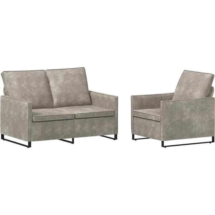vidaXL Sofa-Set 2 pcs Hellgrau Kunstwildleder 3433119 – Bild 1