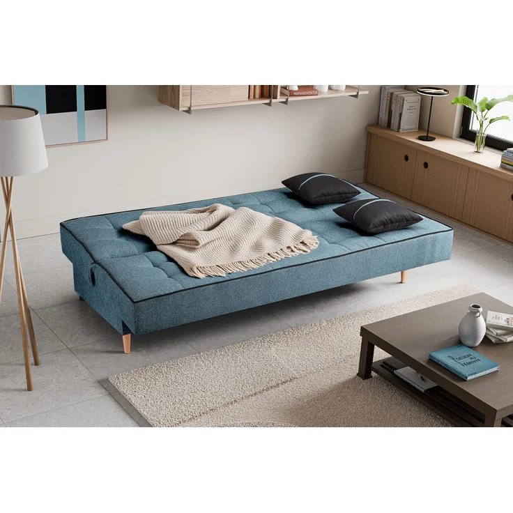 Schlafsofa (B/H/T: 199x91x91 cm) in Blau – Bild 7