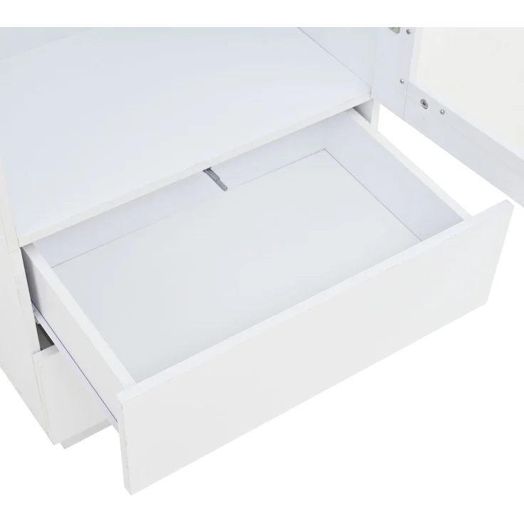 DESVIAE Vitrine mit 2 Schubladen und LED-Beleuchtung 60x171x40 cm Spanplatte Weiß – Bild 9