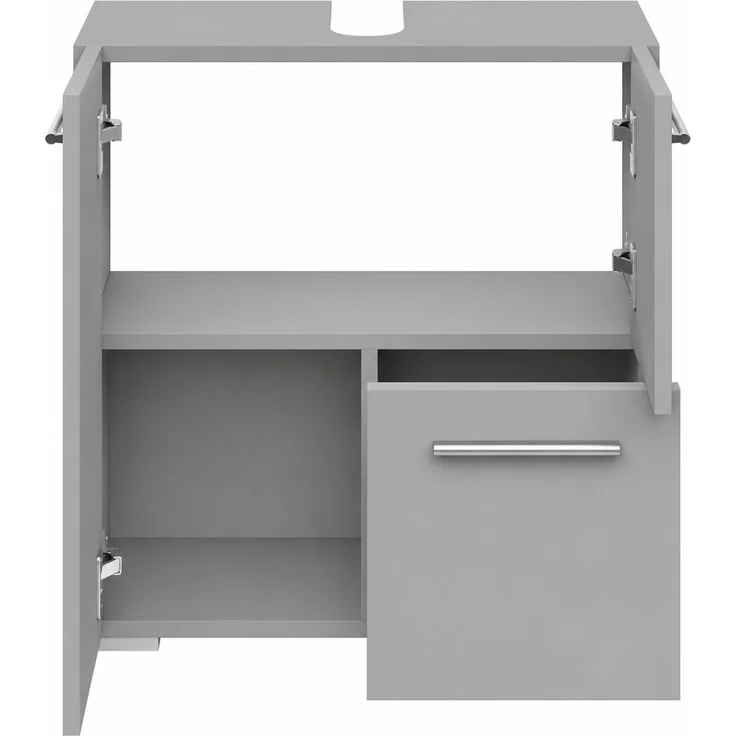 Badplaats Waschbeckenunterschrank Mars 60 x 30 cm Grau Matt - Stehender Badezimmerschrank mit 2 Türen und 1 Schublade – Bild 2