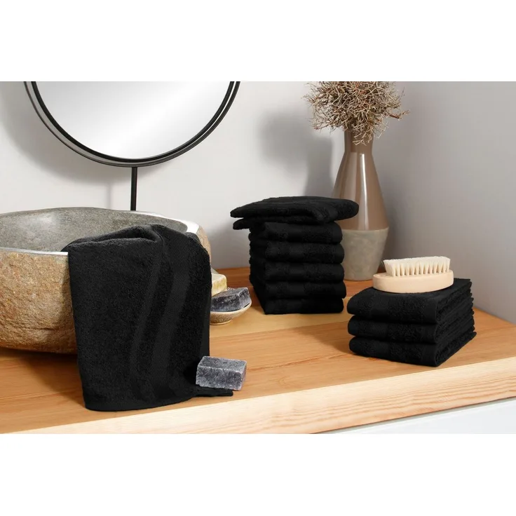OTTO home Waschlappen Vanessa, 10 Seiftücher, 30x30cm, in Standard- und Premium-Qualität, (Set, 10-St), Handtücher mit Bordüre, 100% Baumwolle, einfarbig, weich