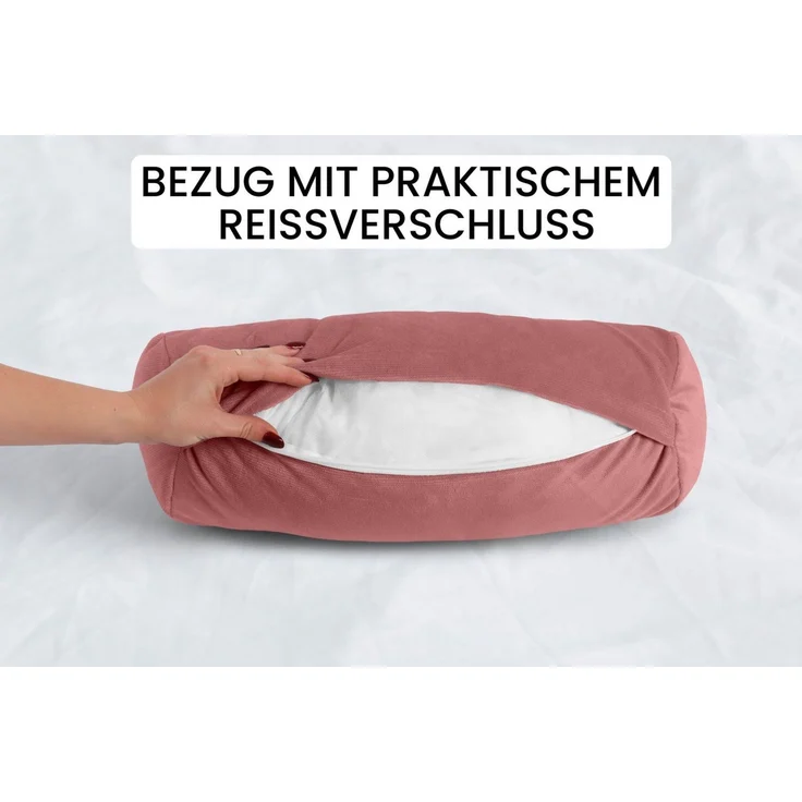 Amilian Nackenrolle 15x40 cm mit Bezug - Kissenrolle - Bettrolle - Nackenstütze, Nackenrolle mit Bezug, ideal als Sofakissen, Kissen, Dekokissen, dekoratives Lagerungskissen für Sofa und Bett – Bild 3