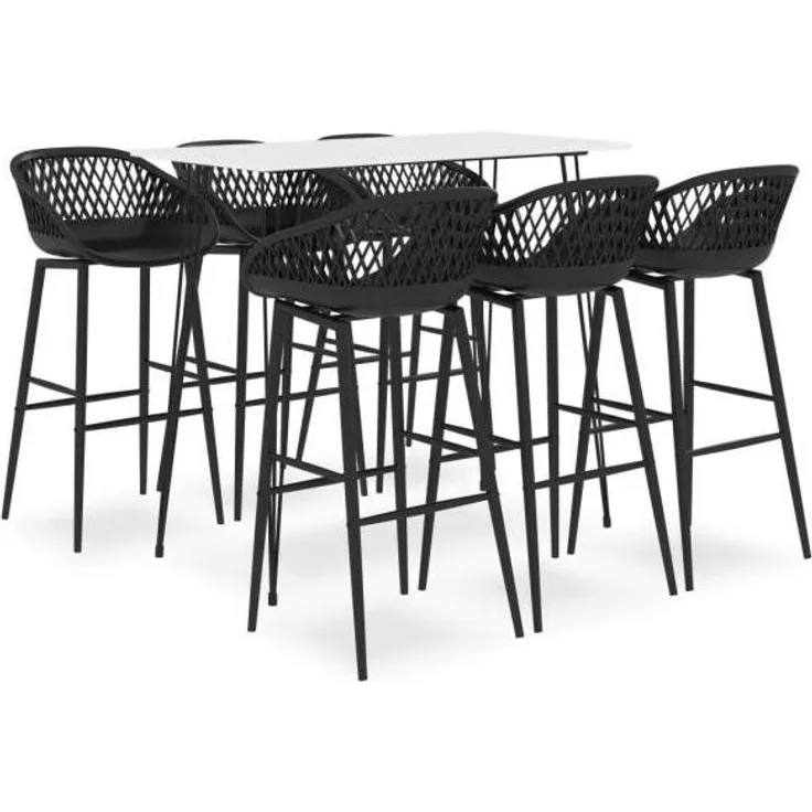 vidaXL 7-tlg. Bar-Set Weiß und Schwarz [3057417]