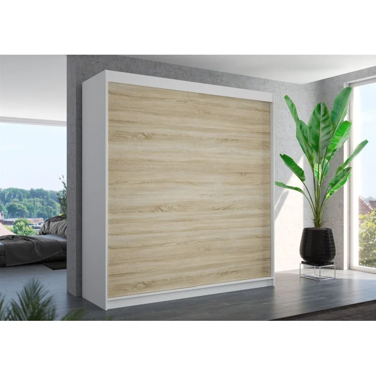 Schiebetürenschrank Schrank Nr. 425 in Weiß- Sonoma matt 200 x 215 x 58 cm – Bild 1
