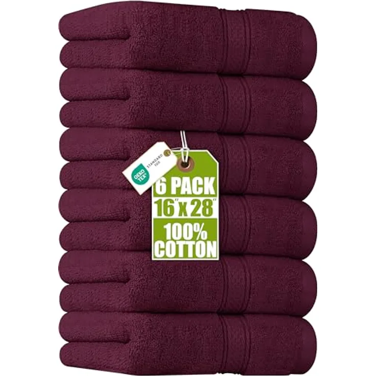 Utopia Towels Premium-Handtücher in Burgunderrot, 100% gekämmte, ringgesponnene Baumwolle, ultraweich und sehr saugfähig, 600 g/m², extra große Handtücher 40,6 x 71,1 cm, Hotel- und Spa-Qualität, 6
