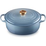 Le Creuset Signature Gusseisen-Bräter mit Deckel, Ø 29 cm, Oval, Für alle Herdarten und Induktion geeignet, Volumen: 4,7 l,Chambray, 21178294344441