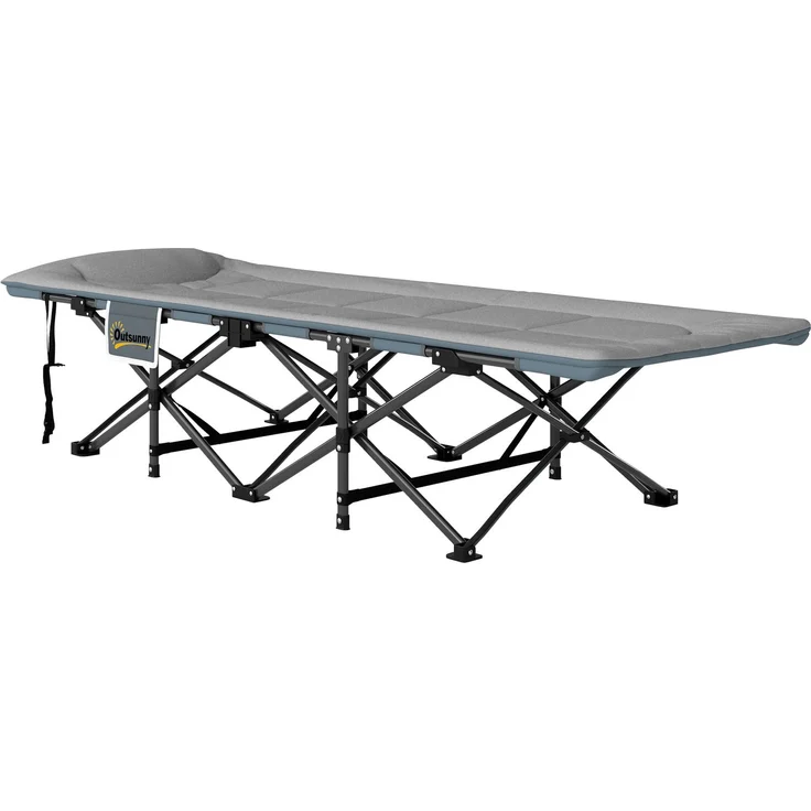 Feldbett faltbar Campingbett mit Matratze Kopfkissen Seitentasche 187 x 67 x 37 cm Gästebett bis 150 kg Grau--Grau--37x67x187cm--YOUDENOVA – Bild 2