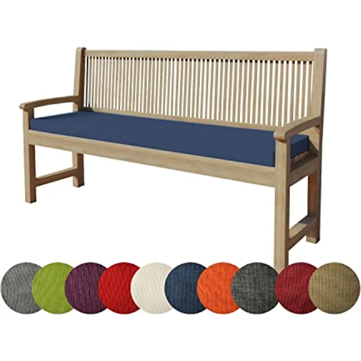 chilly pilley Bankkissen Bankauflage Polsterauflage Reißverschluss mit Schlaufen Kissen für Gartenbank für Gartenmöbel Sitzkissen & Rückenkissen Outdoor (180 x 40 x 5 cm, Dunkelblau) – Bild 2