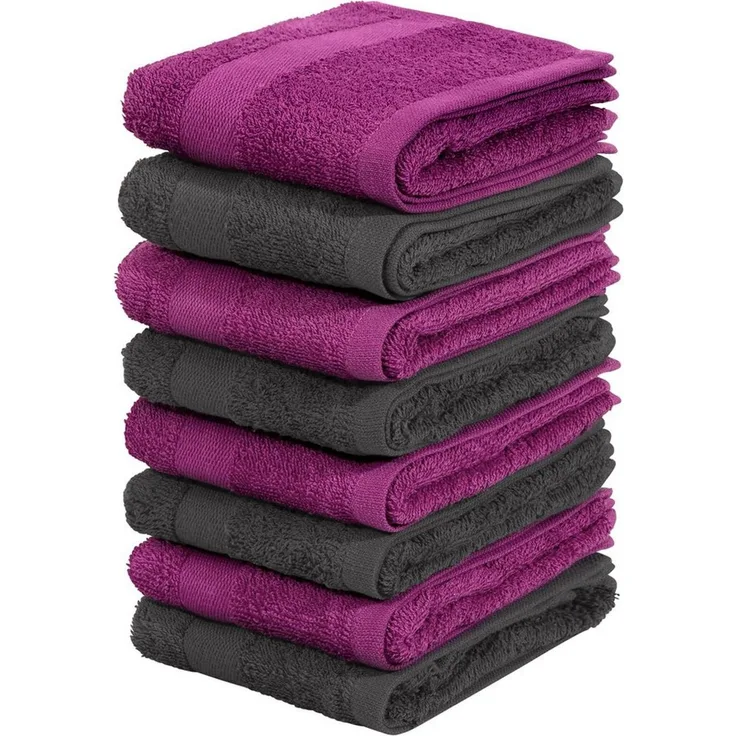 OTTO home Gästehandtücher Vanessa, 8 Gästehandtücher, 30x50cm, in Standard- und Premium-Qualität, Walkfrottee (Set, 8-St), Handtücher mit Bordüre, 100% Baumwolle, einfarbig, weich