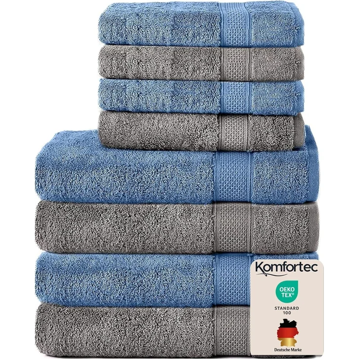 Komfortec Handtuch Set 100% Baumwolle, 4 Badetücher 70x140 und 4 Handtücher 50x100 cm, Frottee (Packung, 8-St), Badehandtuch & XXL Saunatuch, Weich, Towel, Groß – Bild 1