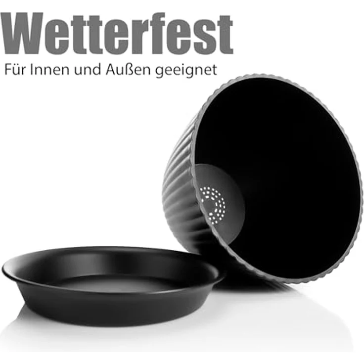 BigDean 8er Blumentopf Set Pflanzentopf mit Untersetzer Anthrazit – Bild 5