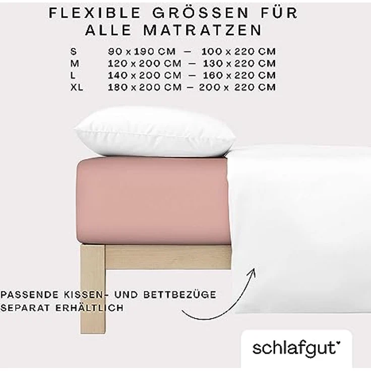 Schlafgut 'Pure' Spannbettlaken, Gummizug: rundum, für Matratzen bis 30cm Höhe, Bio-Baumwolle mit Elasthan, Purple Mid, M 120x200 cm - 130x220 cm – Bild 2